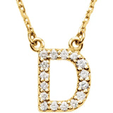 Upper Case Initial Diamond Necklace in 14K Gold
