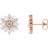 Snowflake Diamond Earrings 1.00 ct. in 14K Gold or Platinum