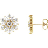 Snowflake Diamond Earrings 1.00 ct. in 14K Gold or Platinum