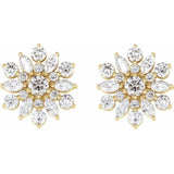 Snowflake Diamond Earrings 1.00 ct. in 14K Gold or Platinum