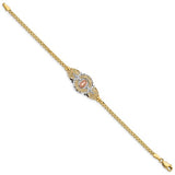 Our Lady of Guadalupe 7" Bracelet in 14K Tri Color Gold