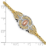 Our Lady of Guadalupe 7" Bracelet in 14K Tri Color Gold
