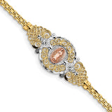 Our Lady of Guadalupe 7" Bracelet in 14K Tri Color Gold