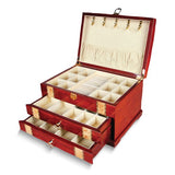 Jewelry Chest "Angelica" 2 Drawer Burl Wood Inset with a Lacquered Finish
