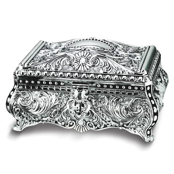 Ornate Silver-Plated Jewelry Chest