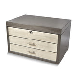 Grey and White MCM Wooden Jewelry Chest