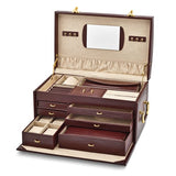 Jewelry Chest "Coco" Crocodile Print Leather with Matching Travel Wallet and Jewelry Roll