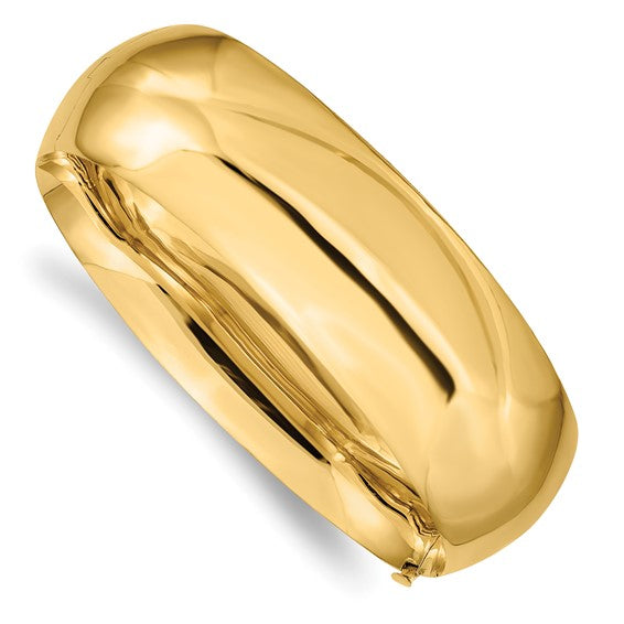 20mm Wide Half Round Highly Polished Bangle Bracelet in 14K Yellow Gold