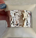 Hammered Cuff Bracelet 37mm Wide Cuff in 14K White or Yellow Gold - Roxx Fine Jewelry