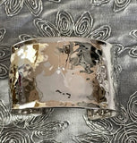 Hammered Cuff Bracelet 37mm Wide Cuff in 14K White or Yellow Gold - Roxx Fine Jewelry