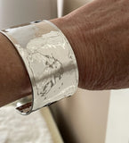 Hammered Cuff Bracelet 37mm Wide Cuff in 14K White or Yellow Gold - Roxx Fine Jewelry
