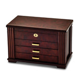 Jewelry Chest "Fallon" Rich Rosewood Burl Wood with Gold Tone Hardware