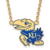Kansas KU Jayhawks® Official NCAA® Licensed Blue Enamel & Sterling Silver Pendant Necklace