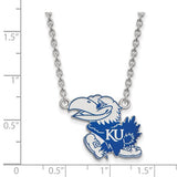Kansas KU Jayhawks® Official NCAA® Licensed Blue Enamel & Sterling Silver Pendant Necklace