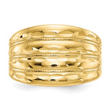 Four Tier Diamond - Cut Cigar Band Ring in 14K Yellow Gold