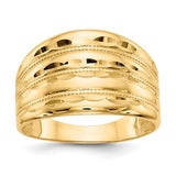 Four Tier Diamond - Cut Cigar Band Ring in 14K Yellow Gold