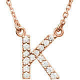 Upper Case Initial Diamond Necklace in 14K Gold