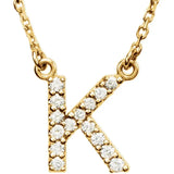 Upper Case Initial Diamond Necklace in 14K Gold