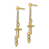 Italian Gold Sideways Cross 16.5" Rosary Necklace in 14K Yellow Gold