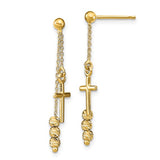 Italian Gold Sideways Cross 16.5" Rosary Necklace in 14K Yellow Gold