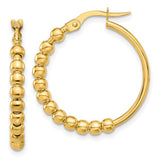 Beaded Round Hoop Earrings in 14K Yellow Gold