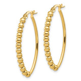 Beaded Oval Hoop Earrings in 14K Yellow Gold