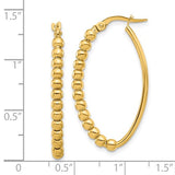 Beaded Oval Hoop Earrings in 14K Yellow Gold