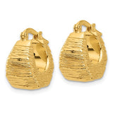 Chunky Textured Hoop Earrings in 14K Yellow Gold