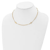 Italian Gold Sideways Cross 16.5" Rosary Necklace in 14K Yellow Gold
