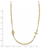 Italian Gold Sideways Cross 16.5" Rosary Necklace in 14K Yellow Gold