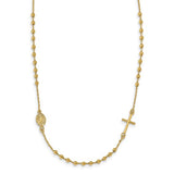 Italian Gold Sideways Cross 16.5" Rosary Necklace in 14K Yellow Gold