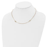 Leslie's Sideways Cross Rosary 18" Necklace in Tri Color 14K Gold