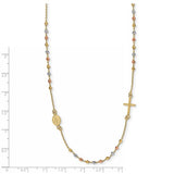 Leslie's Sideways Cross Rosary 18" Necklace in Tri Color 14K Gold