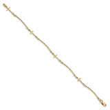 Twisted Road Sideways Cross Bracelet in 14K Yellow Gold