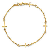 Twisted Road Sideways Cross Bracelet in 14K Yellow Gold