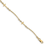 Twisted Road Sideways Cross Bracelet in 14K Yellow Gold