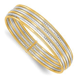 "Sette" Set of 7 Stackable 14K Yellow Gold Slip On Bangle Bracelets