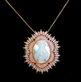 Miraculous Virgin Mary Mother of Pearl and CZ Sunburst Necklace