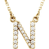 Upper Case Initial Diamond Necklace in 14K Gold