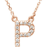 Upper Case Initial Diamond Necklace in 14K Gold