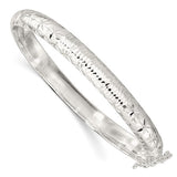 Half Round 7mm Textured Bangle Bracelets in Sterling Silver