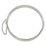 Half Round 7mm Textured Bangle Bracelets in Sterling Silver