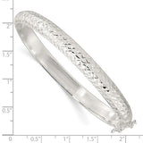 Half Round 7mm Textured Bangle Bracelets in Sterling Silver