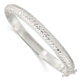 Half Round 7mm Textured Bangle Bracelets in Sterling Silver