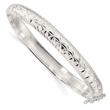 Half Round 7mm Textured Bangle Bracelets in Sterling Silver