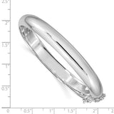 Half Round 9mm Hinged Bangle Bracelet in Sterling Silver