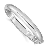 Half Round 9mm Hinged Bangle Bracelet in Sterling Silver