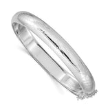 Half Round 9mm Hinged Bangle Bracelet in Sterling Silver