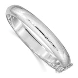 Hinged Bangle Bracelet 10.25mm Half Round Scroll Engraved in Sterling Silver