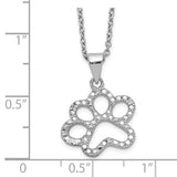 CZ Paw Print 18" Necklace in .925 Sterling Silver - Roxx Fine Jewelry